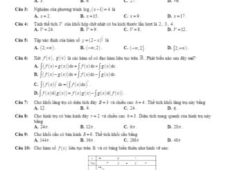 Đề thi KSCL Toán 12 năm 2019 2020 trường chuyên Lê Hồng Phong Nam Định