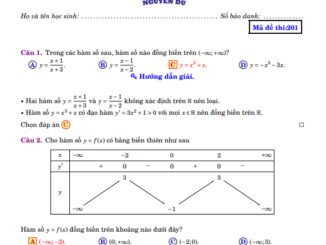 Đề thi tham khảo giữa HKI Toán 12 năm 2020 2021 trường THPT Nguyễn Du TP HCM