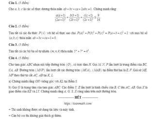 Đề thi thử HSG Toán vòng 1 lần 2 năm 2020 2021 trường chuyên Hùng Vương Bình Dương