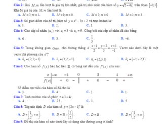 Đề thi thử THPT QG 2020 lần 4 môn Toán trường THPT Phụ Dực Thái Bình