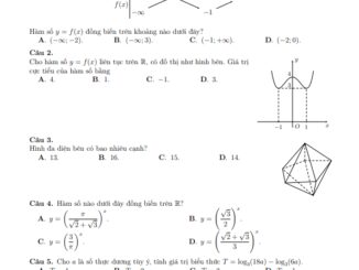 Đề thi thử Toán TN THPT 2021 lần 1 trường Nguyễn Thị Minh Khai Hà Nội