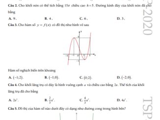 Đề thi thử Toán tốt nghiệp THPT 2021 trường Trần Nhân Tông Quảng Ninh