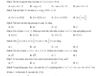 Đề thi thử tốt nghiệp THPT 2020 môn Toán sở GD&ĐT Gia Lai