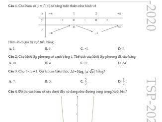 Đề thi thử tốt nghiệp THPT 2020 môn Toán trường THPT Trần Nhân Tông Quảng Ninh