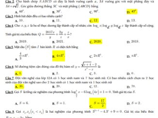 Đề thi thử tốt nghiệp THPT 2021 lần 1 môn Toán trường Lý Thái Tổ Bắc Ninh