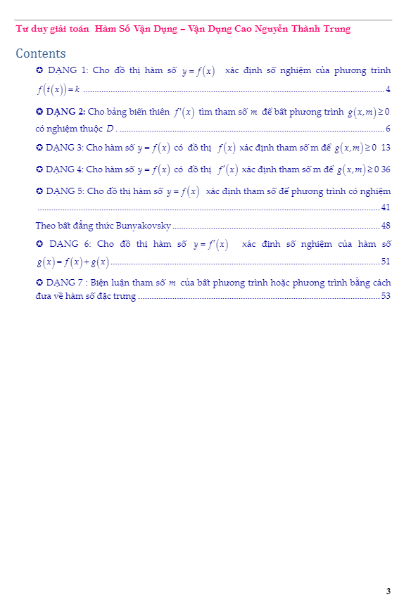 Giải và biện luận phương trình, bất phương trình bằng phương pháp hàm số Nguyễn Thành Trung