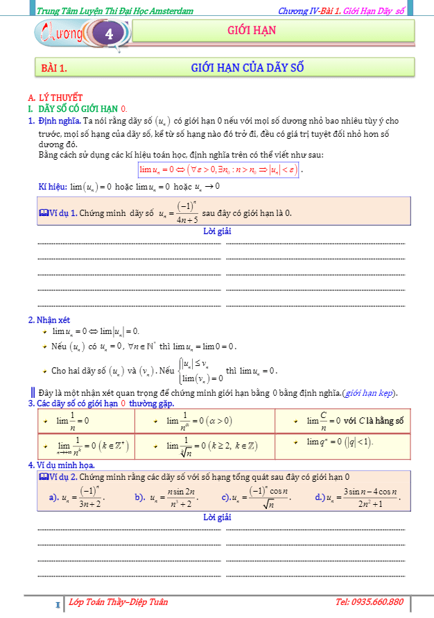 Giới hạn dãy số, giới hạn hàm số và hàm số liên tục Diệp Tuân