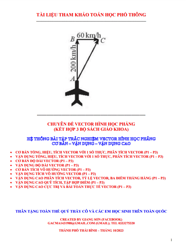 Hệ thống bài tập trắc nghiệm vector hình học phẳng cơ bản vận dụng vận dụng cao