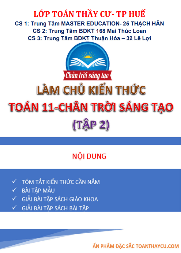 Làm chủ kiến thức Toán 11 Chân Trời Sáng Tạo (tập 2) Trần Đình Cư