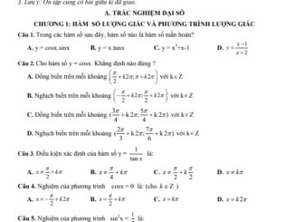 Nội dung ôn tập học kì 1 Toán 11 năm 2020 2021 trường THPT Trần Phú Hà Nội
