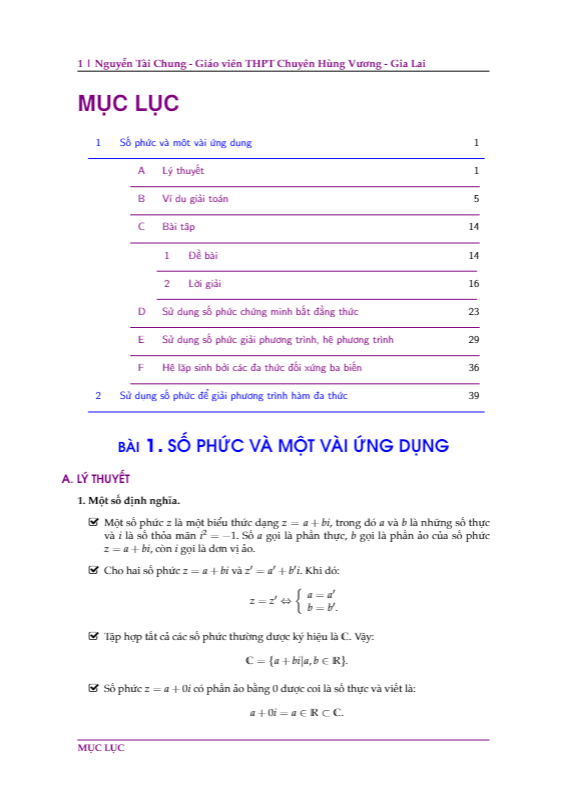 Số phức và một số ứng dụng Nguyễn Tài Chung