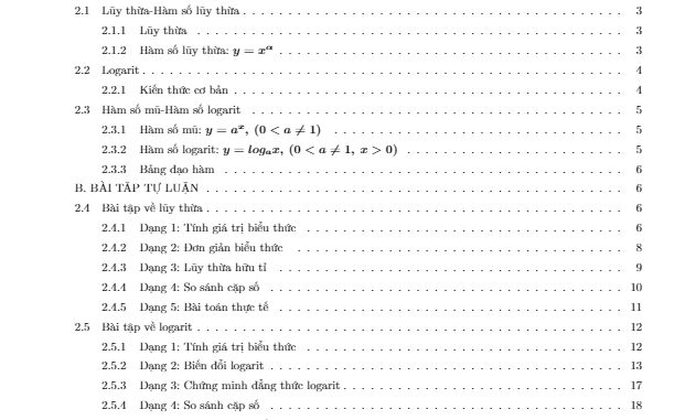 Tài liệu tự học hàm số lũy thừa, hàm số mũ và hàm số logarit
