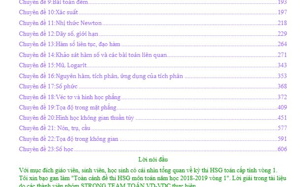 Toàn cảnh đề thi HSG môn Toán các tỉnh thành năm học 2018 2019