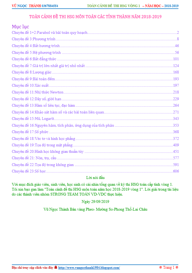 Toàn cảnh đề thi HSG môn Toán các tỉnh thành năm học 2018 2019