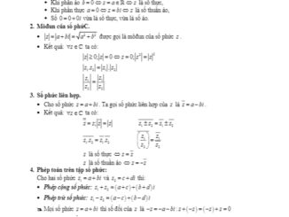 Tóm tắt lý thuyết và bài tập trắc nghiệm dạng đại số và các phép toán trên tập số phức