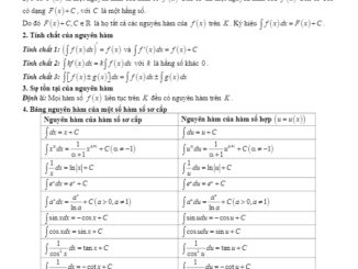 Tóm tắt lý thuyết và bài tập trắc nghiệm nguyên hàm