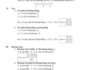 Tóm tắt lý thuyết và bài tập trắc nghiệm phương trình đường thẳng