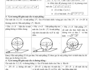 Tóm tắt lý thuyết và bài tập trắc nghiệm phương trình mặt cầu