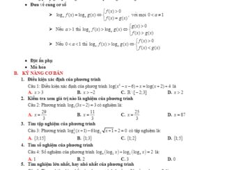 Tóm tắt lý thuyết và bài tập trắc nghiệm phương trình và bất phương trình logarit