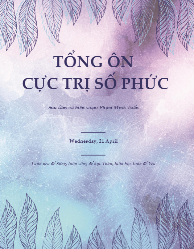 Tổng ôn cực trị số phức Phạm Minh Tuấn