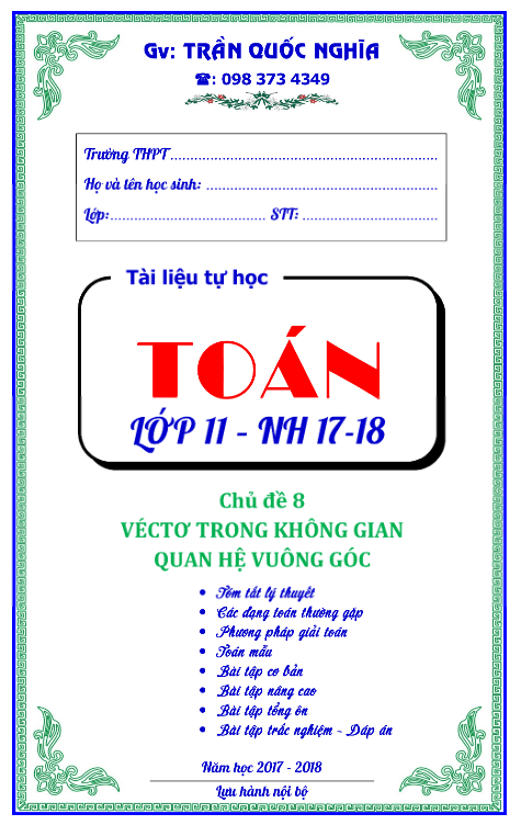 Vectơ trong không gian, quan hệ vuông góc Trần Quốc Nghĩa