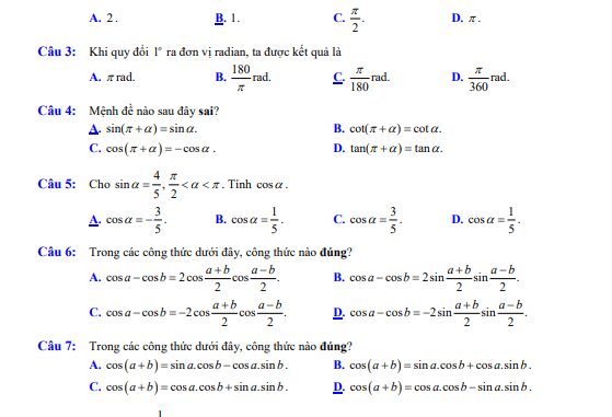 07 đề tham khảo kiểm tra giữa học kì 1 Toán 11 KNTTVCS