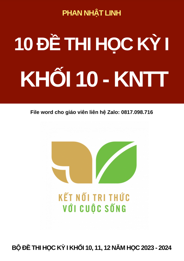 10 đề kiểm tra cuối học kỳ 1 môn Toán 10 Kết Nối Tri Thức Với Cuộc Sống có đáp án