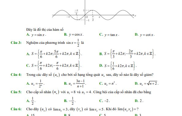 10 đề ôn tập kiểm tra cuối học kì 1 Toán 11 Cánh Diều (70% TN + 30% TL)