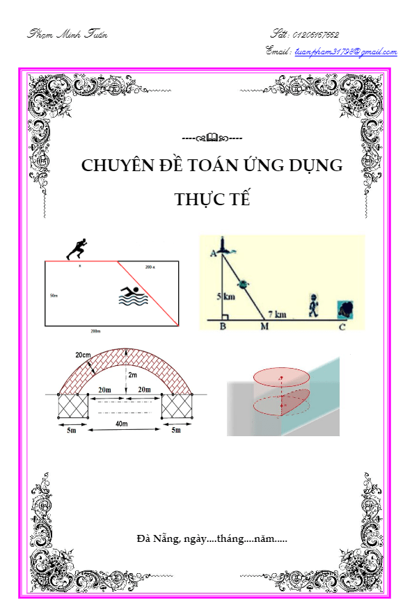 242 bài tập trắc nghiệm chuyên đề toán ứng dụng thực tế Phạm Minh Tuấn