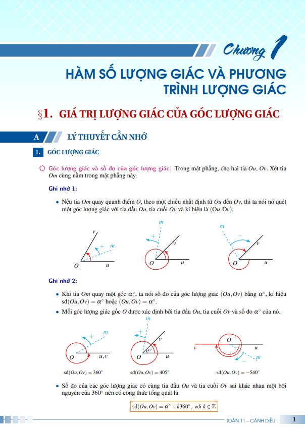 Các dạng toán hàm số lượng giác và phương trình lượng giác Toán 11 Cánh Diều