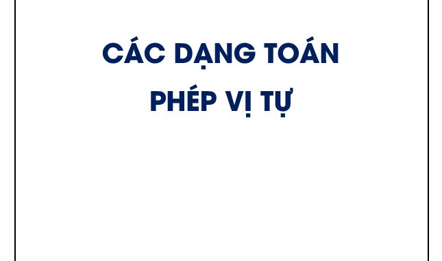 Các dạng toán phép vị tự