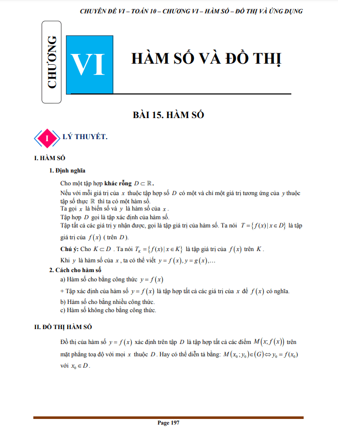 Chuyên đề hàm số, đồ thị và ứng dụng Toán 10 Kết Nối Tri Thức Với Cuộc Sống