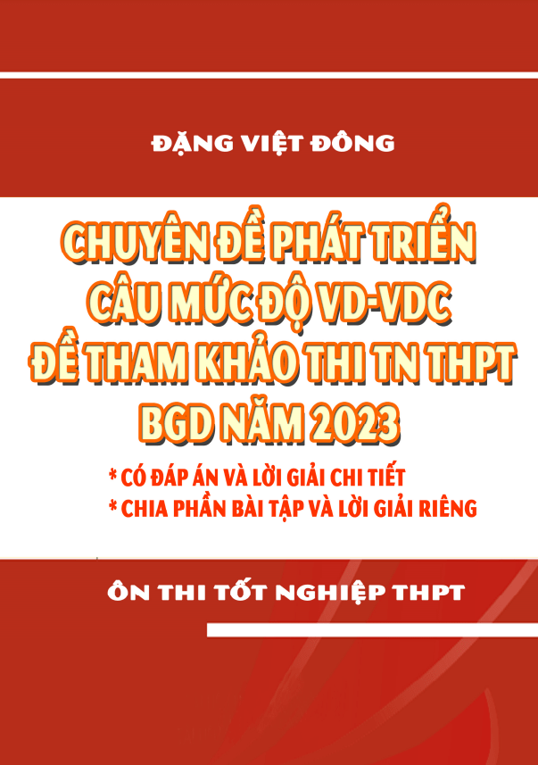 Chuyên đề phát triển VD VDC đề tham khảo thi TN THPT 2023 môn Toán