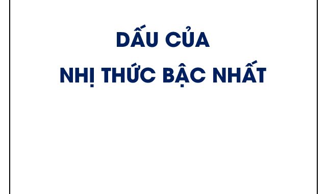 Dấu của nhị thức bậc nhất