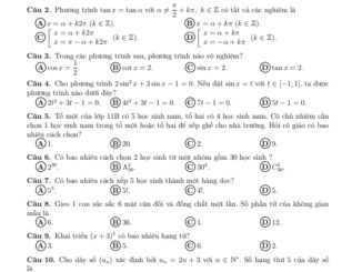 Đề cuối học kì 1 Toán 11 năm 2022 2023 trường THPT Thanh Đa TP HCM