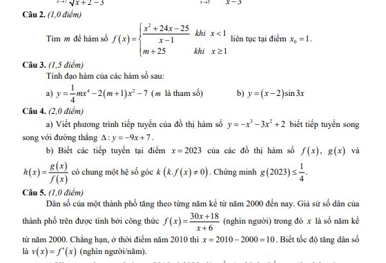 Đề cuối học kì 2 Toán 11 năm 2022 2023 trường THPT Thủ Đức TP HCM