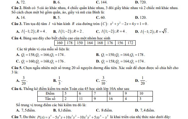 Đề cuối học kỳ 2 Toán 10 năm 2022 2023 trường THPT số 3 TP Lào Cai