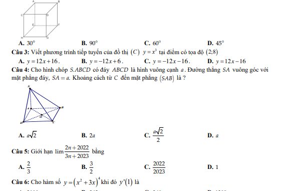 Đề cuối học kỳ 2 Toán 11 năm 2022 2023 trường THPT Hàn Thuyên TP HCM