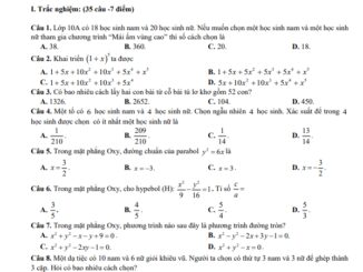 Đề cuối kì 2 Toán 10 năm 2022 2023 trường THPT Lương Ngọc Quyến Thái Nguyên