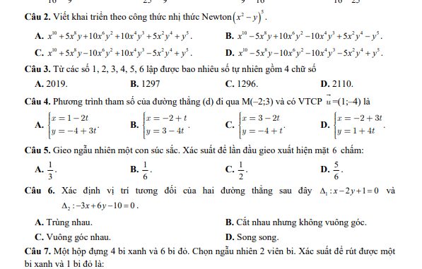 Đề cuối kỳ 2 Toán 10 năm 2022 2023 trường THPT Phan Ngọc Hiển Cà Mau