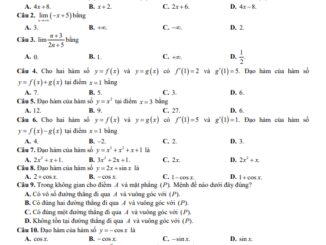 Đề cuối kỳ 2 Toán 11 năm 2022 2023 trường THPT Kẻ Sặt Hải Dương