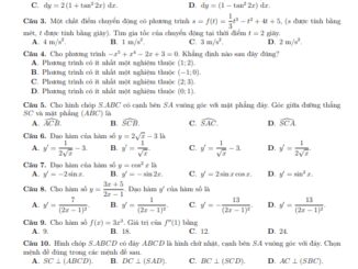 Đề cuối kỳ 2 Toán 11 năm 2022 2023 trường THPT Trần Phú Phú Yên