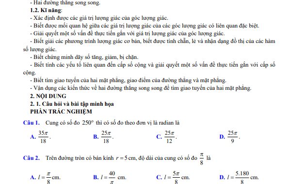 Đề cương giữa kỳ 1 Toán 11 năm 2023 2024 trường Hoàng Văn Thụ Hà Nội