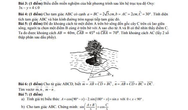 Đề giữa học kì 1 Toán 10 năm 2023 2024 trường THPT Nguyễn Chí Thanh TP HCM