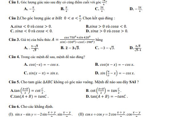 Đề giữa học kì 1 Toán 11 năm 2023 2024 trường THPT Trần Phú Hà Nội