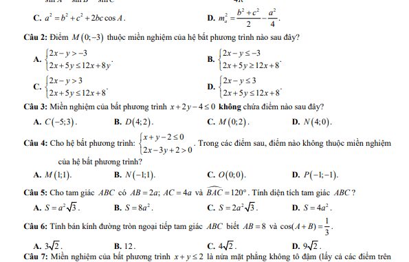 Đề giữa học kỳ 1 Toán 10 năm 2023 2024 trường THPT Ninh Giang Hải Dương