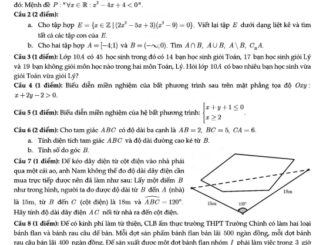 Đề giữa học kỳ 1 Toán 10 năm 2023 2024 trường THPT Trường Chinh TP HCM