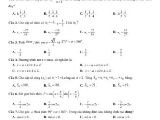 Đề giữa học kỳ 1 Toán 11 năm 2023 2024 trường THPT Lạng Giang 1 Bắc Giang