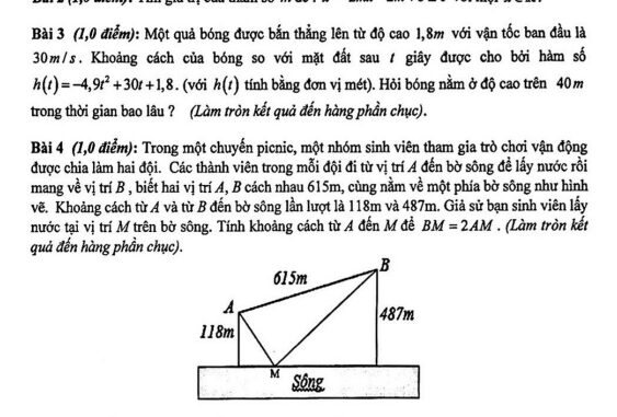 Đề giữa học kỳ 2 Toán 10 năm 2022 2023 trường THPT Trưng Vương TP HCM