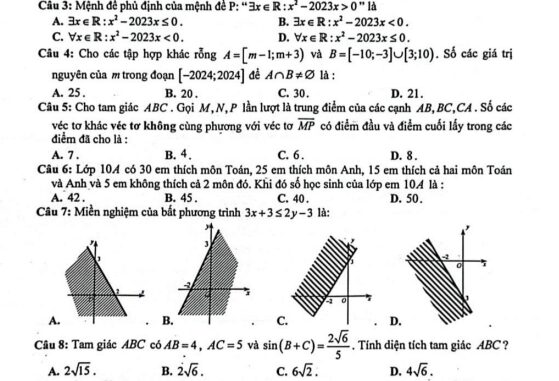 Đề giữa kì 1 Toán 10 năm 2023 2024 trường THPT Thường Tín Hà Nội